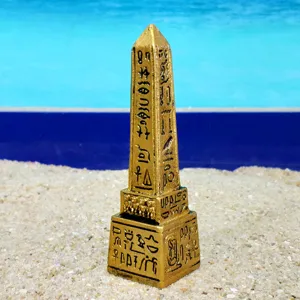 Egyptian obelisk miniature figurine ancient hieroglyphs gold statue sand tray therapy toy decor