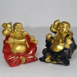 Smiling Maitreya Buddha figurine set resin monk statues for home decor and sandbox toys