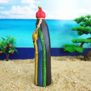 Detailed view of the black king chief messenger figurine for sandplay therapy and toys.