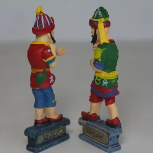 Traditional Karagoz Hacivat figurine set, Turkish shadow play toy, detailed desk decor.