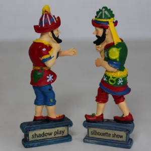 Traditional Turkish Karagöz and Hacivat figurine set for desktop display and sandplay therapy games.