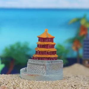 Figurine Pagode Chinoise Miniature en Résine Décoration de Paysage de Bureau Sable