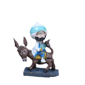 Nasreddin Hodja figurine reverse riding donkey toy psychological sandplay accessory miniature