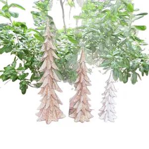 Rustic Resin Christmas Tree Set of 3 Tabletop Figurine Yard Garden Holiday Decor Set