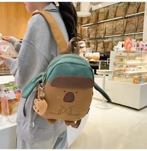 Zaino carino capibara con cappello, divertente borsa scolastica animale per ragazze