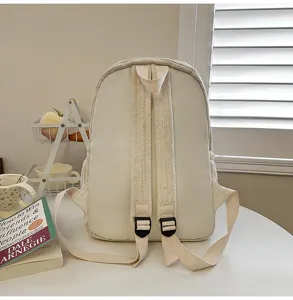 Solid color corduroy women backpack casual versatile school bag minimalist style daily school bag