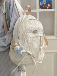 Casual canvas backpack for women large capacity aesthetic cute school book bag travel daypack