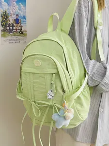 Casual backpack for women, large capacity travel commuting bag, solid color school bag.
