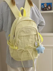 Casual yellow backpack for women large capacity school bag commuter travel daypack aesthetic