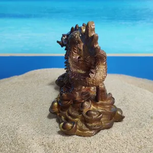 Chinese dragon figurine on ancient coins wealth lucky statue tea pet home desktop decor