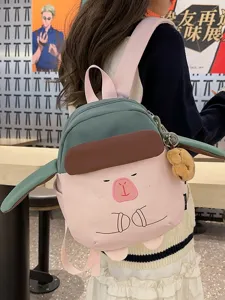 Zaino capibara carino per ragazze, design con cappello divertente, borsa scuola morbida.