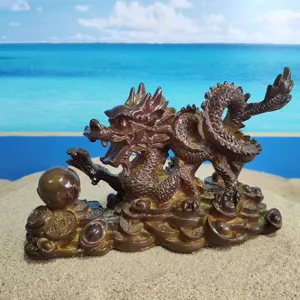 Exquisite resin Chinese dragon figurine statue tea pet lucky wealth home office table decor