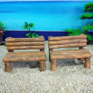 Miniature log chair micro landscape decorative photo prop desktop ornament resin bench model
