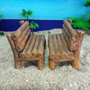 Miniature wooden style log chair micro landscape photography prop for sand table decor