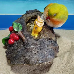 Resin bird hanging decor detail, resin animal sculpture for garden yard outdoor ornament display.