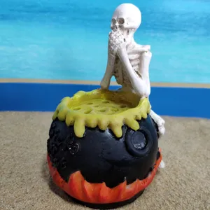 Halloween skeleton cauldron resin ornament horror magic desktop decoration prop model