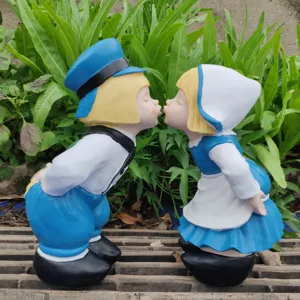 Dutch kissing couple garden statue resin ornament for outdoor yard patio decor and landscaping