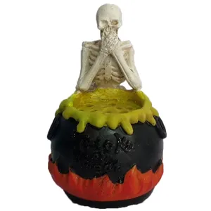 Halloween skeleton cauldron resin ornament spooky desktop decoration festival party props