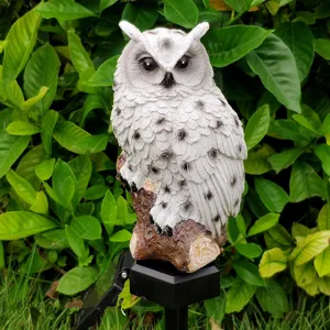 Solar owl garden light outdoor waterproof LED lawn stake ornament for yard decor detail shot