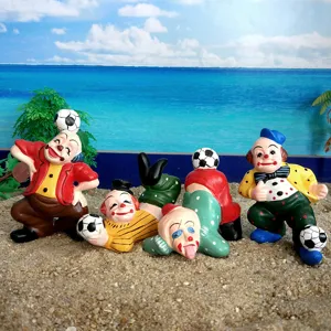 Resin Clown Figurine Miniature Sandplay Toy Desktop Ornament Colorful Circus Jester Character Home Decor Collectible