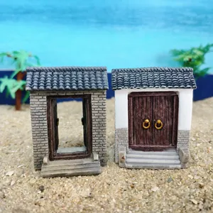 Chinese Style Miniature Resin Courtyard Gate Figurines Micro Landscape Building Ornaments For Sandbox Home Decor