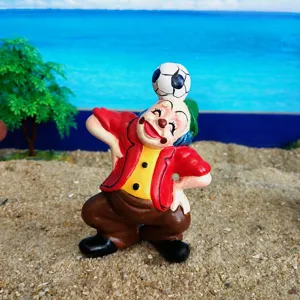 Resin clown figurine balancing soccer ball sand tray toy miniature decor ornament