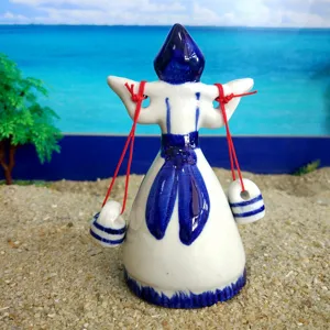 Porcelain Figurine Water Carrying Beauty Sandplay Toy Home Decor Ornament Display Statue