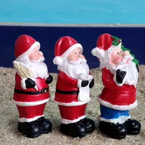 Mini resin Santa Claus figurines set, perfect for micro landscape, sand play, and holiday decor.