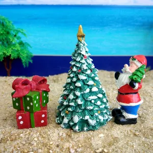 Christmas miniature tree Santa Claus and gift sandbox toy fine detail view setup