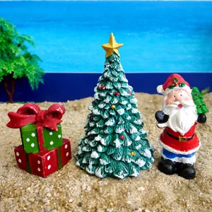 Christmas Tree Santa Claus Gift Resin Figurine Set Micro Landscape Miniature Ornaments Holiday Home Decor