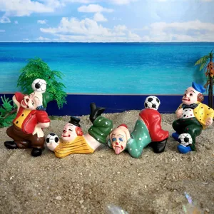 Psychological sandplay toy clown figurines set, cute resin sports clowns for sand tray therapy.