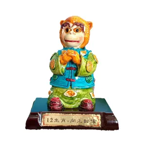 Hars aap diereweerbeeldje detail ornament traditionele chinese stijl bureaudecoratie sculptuur