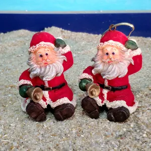 Christmas Santa Claus Resin Ornament Micro Landscape Figurine Hand Painted Cute Desktop Holiday Home Decoration Gift