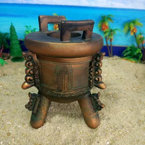 Antique bronze tripod ding incense burner resin ornament tabletop hydroponic planter decor