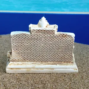Miniature Roman fountain building model, detailed brick texture resin craft for sandplay therapy.
