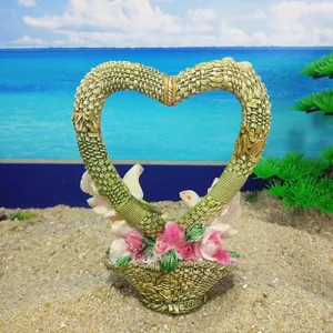 Resin heart flower basket dove ornament detail, psychological sandbox toy and desktop decor.