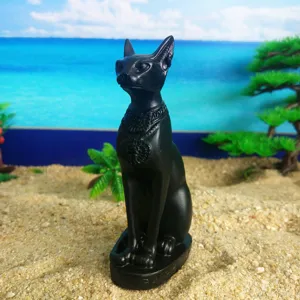 Egyptian Bastet cat resin statue ornament sculpture black figurine for home decor desktop display