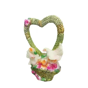 Resin heart basket dove and rose ornament for sand tray therapy game and home desktop decor