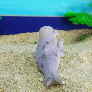 Resin seal mother and child figurine for sand tray, cute marine animal craft ornament.