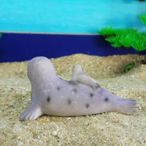 Resin seal mother and child figurine, miniature marine animal ornament for sand tray play.