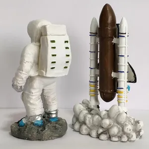Space shuttle and astronaut resin figurine details, perfect for desk decor and sand play toys.