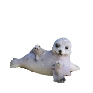 Resin seal figurine mother and child sculpture marine animal desktop decor cute toy ornament