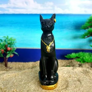 Egyptian Bastet Cat Goddess Resin Statue Figurine Collectible Home Office Decor Table Ornament