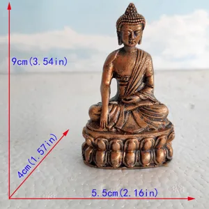 Mini bronze Buddha statue meditation figurine resin craft for Zen home decor and sand table.