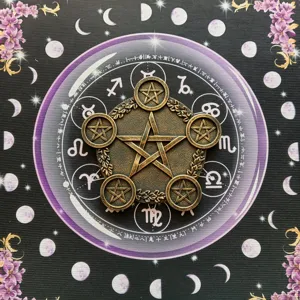 Resin pentagram altar plate pentacle tray witchcraft ritual table decor photography prop