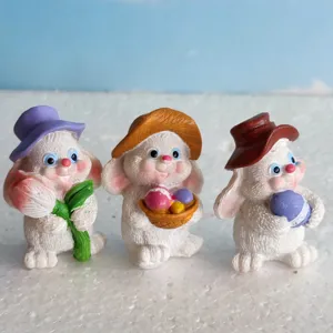 Set di statuette in resina con coniglietto di Pasqua per piante grasse e decorazioni da giardino