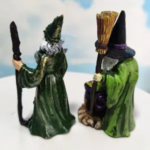 Set di statuette di stregone in resina scultura magica gioco di sabbia miniature accessori