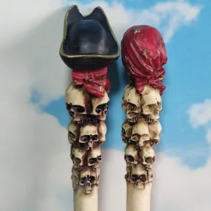 Halloween pirate skull resin craft detail showing exquisite texture and gothic festival decor.
