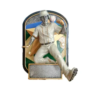 Detailed view of baseball player trophy resin plaque ornament sports award collectible craft