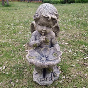 Garden angel statue bird feeder outdoor yard decoration resin craft flower pot planter